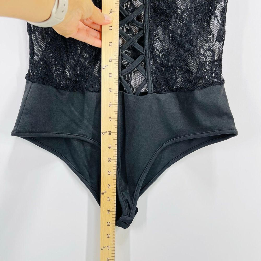 Yimai Sheer Mesh Lace Bodysuit Size M Black Sleeveless Lightweight Sexy Top NWT - Picture 9 of 12